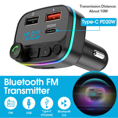 เครื่องส่งสัญญาณ Fm Car Wireless Bluetooth-Compatible Kit แฮนด์ฟรี Dual Usb Charger Aux Player Pd20w Fast Charger