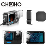 สำหรับ Gopro 9 10 11สีดำอุปกรณ์ป้องกันกรณีที่อยู่อาศัยฝาปิดเลนส์ TPU เชลล์ป้องกันหน้าจอด้านข้างฝาประตูสำหรับ Go Pro Hero11