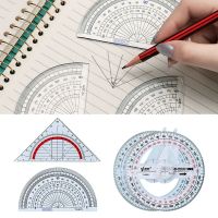 ไม้บรรทัดวัดมุมพลาสติกใส A7187สามเหลี่ยม/ครึ่งรอบ180/360โปรแทรคเตอร์องศาทนทานเครื่องมือวัดมุมการออกแบบการวาดภาพเรขาคณิต