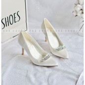 Giày cưới Giày cao gót trắng cô dâu cao cấp