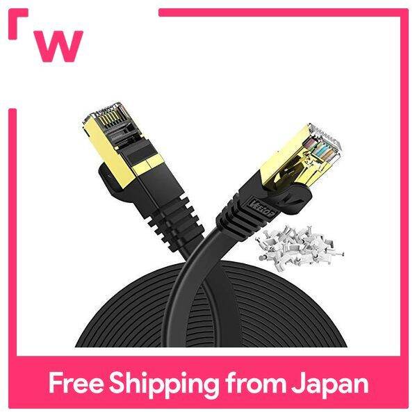 10m Veetop CAT7 LAN Cable Category 7 Flat High Speed 10Gbps 750MHz STP ...