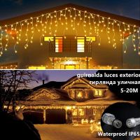 Christmas Decoration 2023 Led lcicle Lights Outdoor Curtain Garland Droop 0.4/0.5/0.6M Street Garland On The House New Year 2024