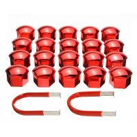 20pcs/set Red Universal 17mm Wheel Nut Bolt Cover Cap with 2 Removal Tool Set Exterior Decoration Protecting Bolt Rims