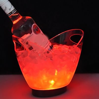 Transparent Colorful LED Light Gradient Ice Bucket Bar Wine Trough Water Entertainment Stand Holder Glass Wine Bottle