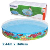 Kids Pool สระน้ําเป่าลม สระน้ําเด็กเป่าลม สระน้ำ สระน้ำขอบตั้ง Bestway ไม่ต้องสูบลม ใส่น้ำแล้วเล่นได้เลย 8 ฟุต คละสี คละลาย ฟุต รุ่นRoundSwim-fish-183-00E-rim-p2 สระน้ำ สระว่ายน้ำเด็ก สระน้ําเป่าลมเด็ก สระลมยาง อ่างน้ำ