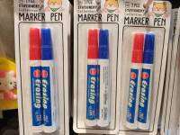 ปากกามาร์กเกอร์Markerpenแพ็ค2สีมาร์กเกอร์เน้นข้อความแดงน้ำเงิน