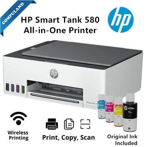 HP Smart Tank 580 All-in-One Printer | Print Scan Copy Wireless Printer ...