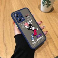 เคสสำหรับ Xiaomi Redmi Note 12 5G Xiaomi Poco X5 5G การ์ตูนน่ารักมิกกี้เมาส์เล่นบาสเกตบอลมีน้ำค้างแข็งโปร่งใสแข็งเคสใส่โทรศัพท์ปกหลังแบบเต็มกันกระแทก