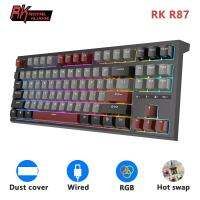 RK ROYAL KLUDGE แป้นพิมพ์แบบมีสาย R87 87คีย์ RGB มีไฟ Backlit Hot-Swappable คีย์บอร์ดสำหรับเล่นเกมคีย์แคปที่ปรับแต่งได้พร้อมฝาครอบกันฝุ่น