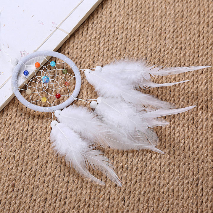 uni-sun-handmade-dream-catcher-แขวนหวายลูกปัดขนนกรถไต่ผนังตกแต่งเครื่องประดับ