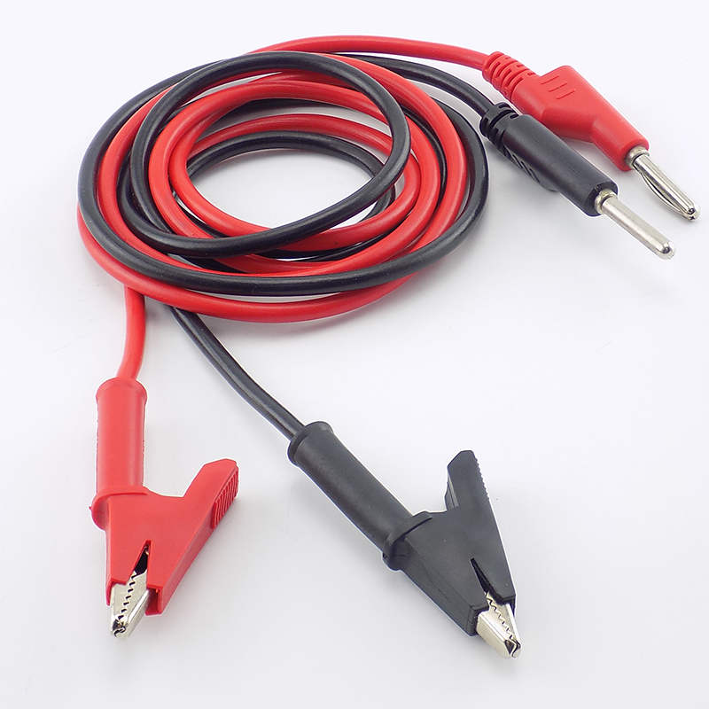 SDTC Tech Banana to Alligator Clip Test Lead Set 15A Safe Right Angle Plug Compatible with Digital Multimeter 1 Red + 1 Black 
