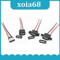 xoia68 Shop 1/2/5pcs waterproof USB Type-C 3.1 2 Pin plug USB C Female Socket Welding Charging cable Wire Connector 180° 90° For DIY repair