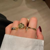 แหวนแนวพังก์ของผู้หญิงชุดห่วงเหรียญเครื่องประดับแฟชั่นแหวนใส่นิ้วสไตล์เกาหลีแหวนเชื่อมส่วนตัววินเทจ