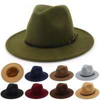 Fashion Men Women Vintage Wide Brim Fedoras Hat Church Party Ladies Felt Jazz Cap