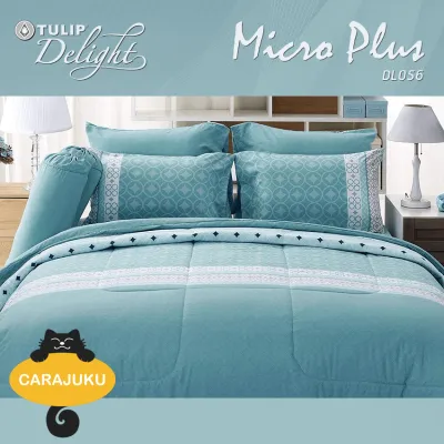 TULIP DELIGHT ชุดผ้าปูที่นอน พิมพ์ลาย Graphic DL056 สีฟ้า #ทิวลิป ชุดเครื่องนอน 3.5ฟุต 5ฟุต 6ฟุต ผ้าปู ผ้าปูที่นอน ผ้าปูเตียง ผ้านวม กราฟฟิก