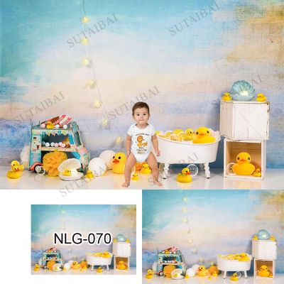 Photography Theme Background Yellow Duck Birthday Cartoon Sea Baby Backdrop for Photo Studio Photocall Vinyl Background