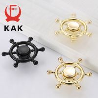 On Sale KAK New Cabinet Knobs And Handles Fidget Spinner Design Gold Kitchen Handle Black Door Pulls Furniture Handle Door Hardware