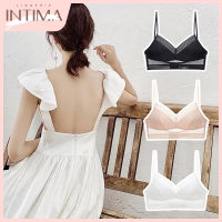 INTIMA ยกทรงสำหรับผู้หญิงขนาดพิเศษหลังต่ำชุดชั้นในดันขึ้นชุดชั้นในลูกไม้ลายจุดบางบราล่องหนไร้สาย