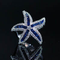 Sapphire Diamond Ring แหวนเพชรแซฟไฟร์(สีน้ำเงินสด) เนื้อสะอาดมาก ประดับเพชนแท้น้ำ96-97 ตัวเรือนเป็นทองขาว18k