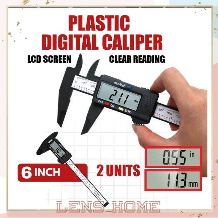 150mm Digital Vernier Caliper LCD Carbon Fibre Measure Tool Battery