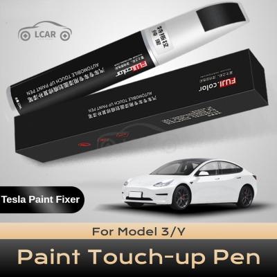 ปากกาทัชสกรีนสำหรับ Tesla Model3 Y X S สีดำเพนท์สีขาวแก้ไขรอยขีดข่วนอุปกรณ์ซ่อมสีรถยนต์เจ้านายผ้าคลุมล้อ