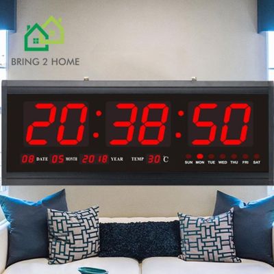 Bring2 Home นาฬิกาดิจิตอล LED DIGITAL CLOCK รุ่น 4819 (ตัวเลขสีแดง) สามารถติดตั้งแบบแขวนผนังได้ ขนาด 48x18.9x3.5 ซ.ม