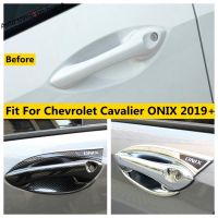 Car Door Handle Bowl Cap Garnish Overlay Cover Trim ABS Chrome / Carbon Fiber Accessories For Chevrolet Cavalier ONIX 2019 -2022