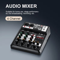 DJ 4 Channel Audio Mixer Compatible Stereo Computer Music Recording Headphone Jack Studio Sound Card Portable Party