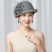 Beckyruiwu Lady Party Formal Cloche Hats Elegant Fedora Hat Women Winter Asymmetric Brim 100 Wool Felt Beret Cap