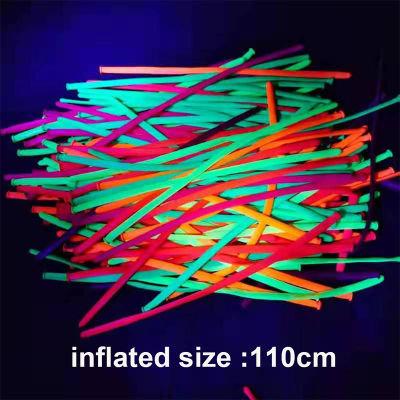 ruyifang 100pcs Neon GLOW Long balloons UV reactive Fluorescent บอลลูนมายากล