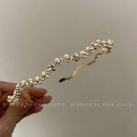 Vivienne Westwood High-end Exquisite and high-end French zircon pearl wavy headband simple and versatile light luxury retro face wash headband