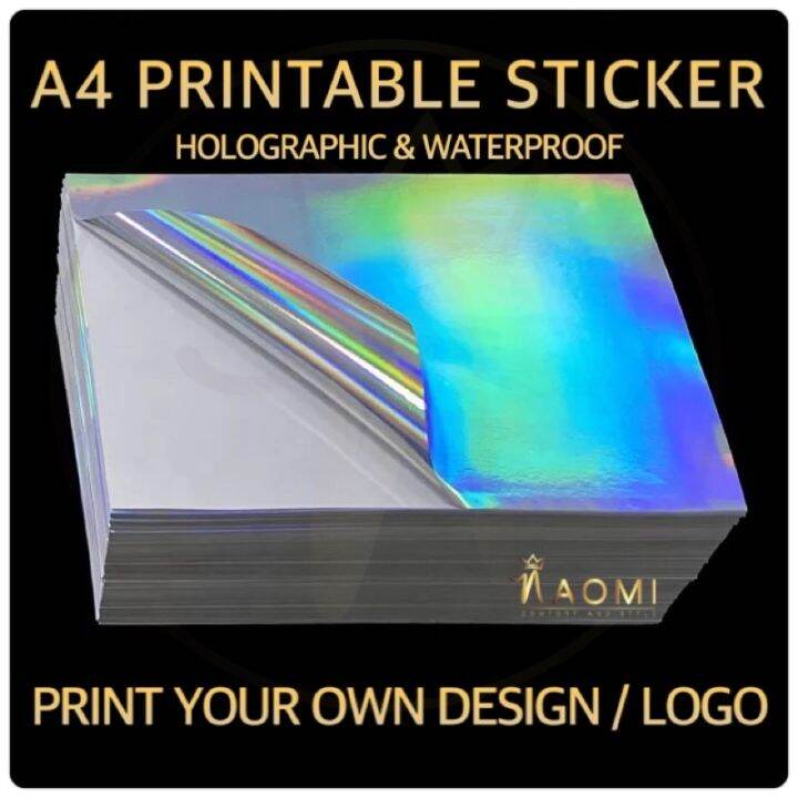 Printable A4 Holographic Waterproof Vinyl sticker label Laser / Inkjet ...