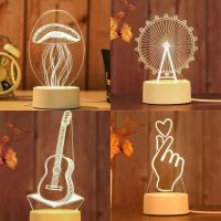 Romantic Love 3D Acrylic LED USB Night Light Lamp for Bedroom Kid Gift Table Lamp Decor Christmas Birthday Party Valentines Day Night Lights