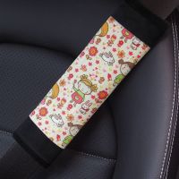 Car Steering Wheel Cover Seat Belt Shoulder Guard LOVE Color Glass Checkered Seat Belt Shoulder Cover Cartoon Short Plush Seat Covers