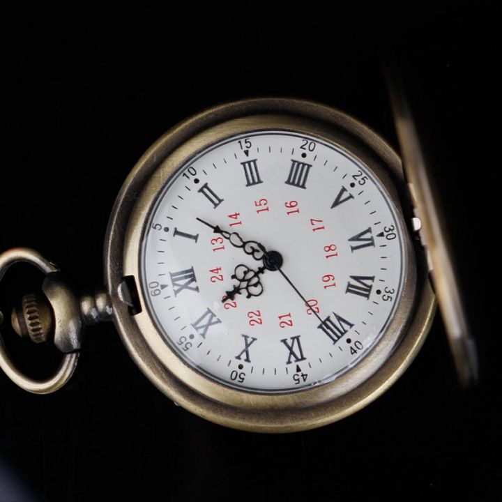 ของขวัญผู้ชายผู้หญิงจี้นาฬิกาแป้นเลขโรมันนาฬิกาพกควอตซ์โบราณพร้อมโซ่ขายตรง