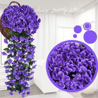 Wisteria ประดิษฐ์ดอกไม้ Vine พวงหรีดงานแต่งงาน Arch ตกแต่ง Fake Plant Leaf ดอกไม้ผ้าไหมจำลอง Violet Orchid Room Decor