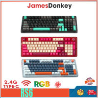 James donkey RS6 คีย์บอร์ดเล่นเกมไร้สาย สามโหมด ไฟ RGB 2.4G