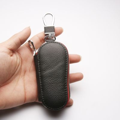 dfthrghd Men Key Holder Housekeeper Leather Car Key Wallets Keys Organizer Women Keychain Covers Zipper Key Case Bag Unisex Pouch Purse