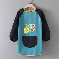 New Product New Arrivals Long Sleeved Gown Cartoon Print Childrens Bib Waterproof Kids Boys Girls Art Craft Painting Drawing Apron Custom