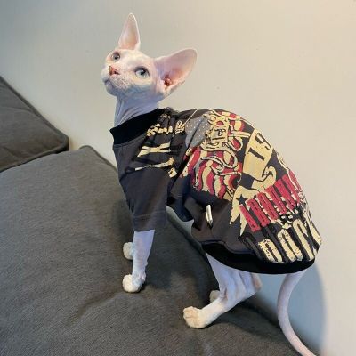 แฟชั่น Sphynx สเวตเตอร์สไตล์ญี่ปุ่นเสื้อยืดผ้าฝ้ายเสื้อผ้าแมวสำหรับไฮเลเวลแมวเดวอนเสื้อโค้ต Rex สำหรับฤดูร้อน Sp Outwear
