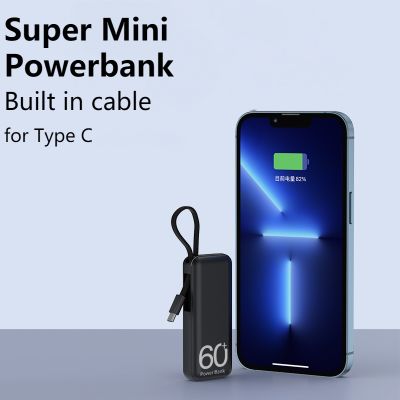 5000mAh Mini Pocket PowerBank Portable Outdoor Battery Fast Charging PoverBank PowerBank Built-in Cable Type C For Xiaomi Huawei ( HOT SELL) tzbkx996