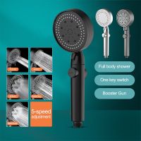 Shower Head Water Saving Black 5 Mode Adjustable High Pressure Shower One-key Stop Water Massage Eco Shower Bathroom Accessories Showerheads