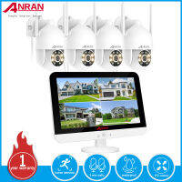 ANRAN ชุดกล้องวงจรปิดไร้สาย 3MP/5MP ip Camera CCTV KIT 8CH 12 inch LCD แสดง ชุดกล้องวงจรปิด ฟรีอะแดปเตอร์ APP หมุนได้ บันทึกเสียงได้