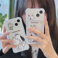 เคสสำหรับไอโฟนโทรศัพท์สนูปี้11 12 13 14 Pro Max XR XS MAX 7 8 Plus ฝาหลัง Tpu ใสนุ่มป้องกันการตก