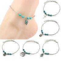 Bohemian Beach Turquoises Anklets for Women Lovely Fatima Hand/Tree/Cross Pendant Ankle Bracelets Girl Foot Chain Accesoires