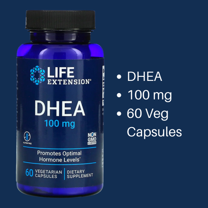 Life Extension DHEA 100mg 50mg 25mg 60 100 Vegetarian Capsules (Exp 04 2024