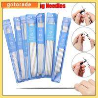 GOTORADE 5Pcs/set DIY อุปกรณ์เย็บผ้า เส้นด้าย ชุดหัตถกรรม เข็มถักตรง โครเชต์โลหะ เครื่องมือถักนิตติ้ง เข็มควัก