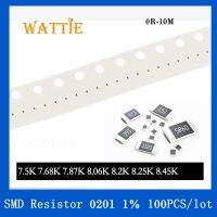 SMD Resistor 0201 1 7.5K 7.68K 7.87K 8.06K 8.2K 8.25K 8.45K 100PCS/lot chip resistors 1/20W 0.6mmx0.3mm