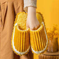 Women Slippers 2022 New Designer Striped Home Slippers Ladies Slippers Bedroom Shoes Womens Slippers Warm Plush Platform Y