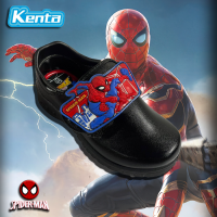 Kenta รองเท้านักเรียนสีขาว รองเท้าพละ รองเท้าเด็กอนุบาลชายหนังดำ ลายSpiderman   มีไฟกระพริบ รุ่น SP6529 SP6530